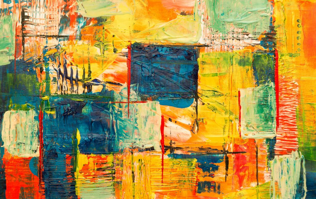 pexels photo 1269968 1269968 Colorful abstract acrylic painting featuring bold textures and vivid hues on canvas.